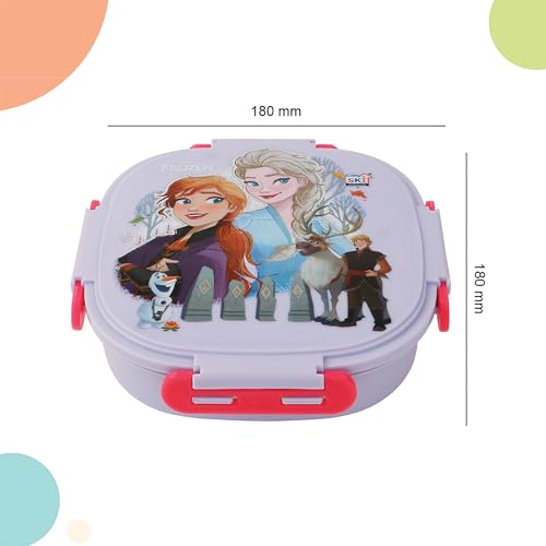 SKi Homeware Baker Insulated 3 Grid Bento Lunch Box With Stainless Steel Inner And A Steel Spoon- Frozen, 450Ml (character style may vary) - Image 3