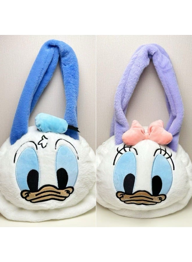 Sanrio Plush Bag Toy Doll Bag Cartoon Ins Style Coin Purse Grab Doll Crossbody Bag-Specifications:Donald Duck Shoulder Bag (27*27cm)  - Image 1