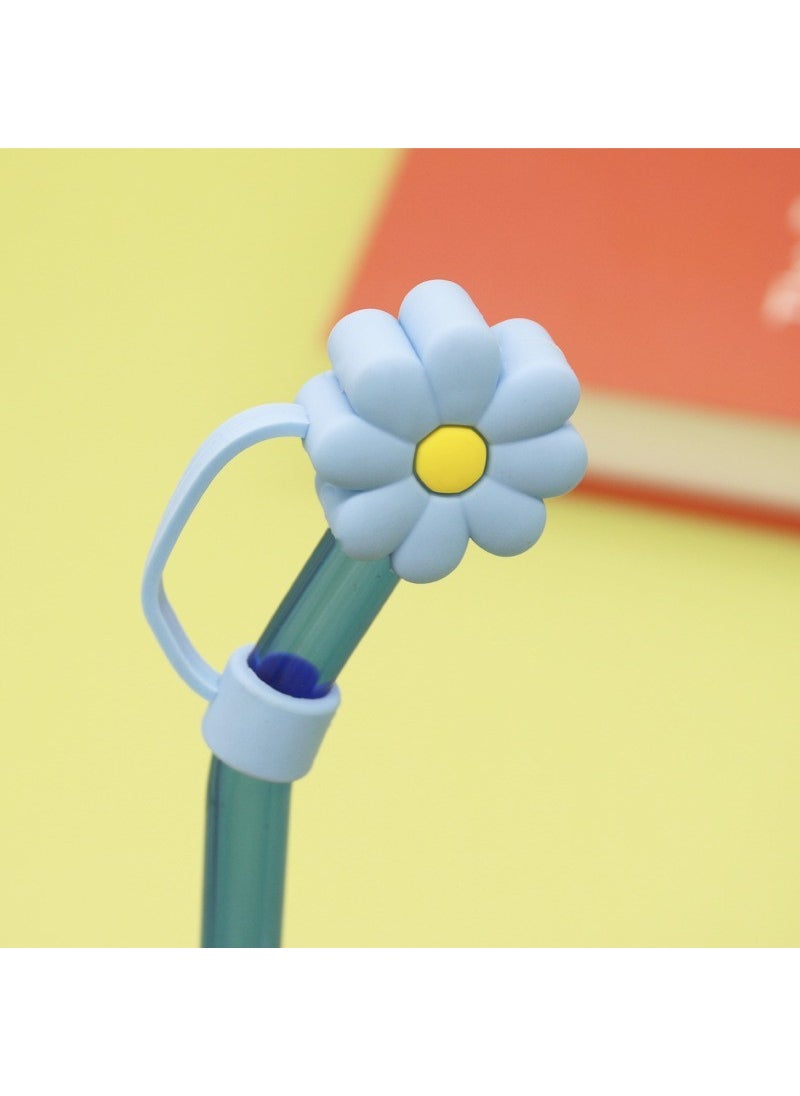 Generic 1 x 5 pcs Silicone Straw Cap Flower Cloud Cartoon for Stanley Cup Dustproof Cover 10mm blue and yellow flowers