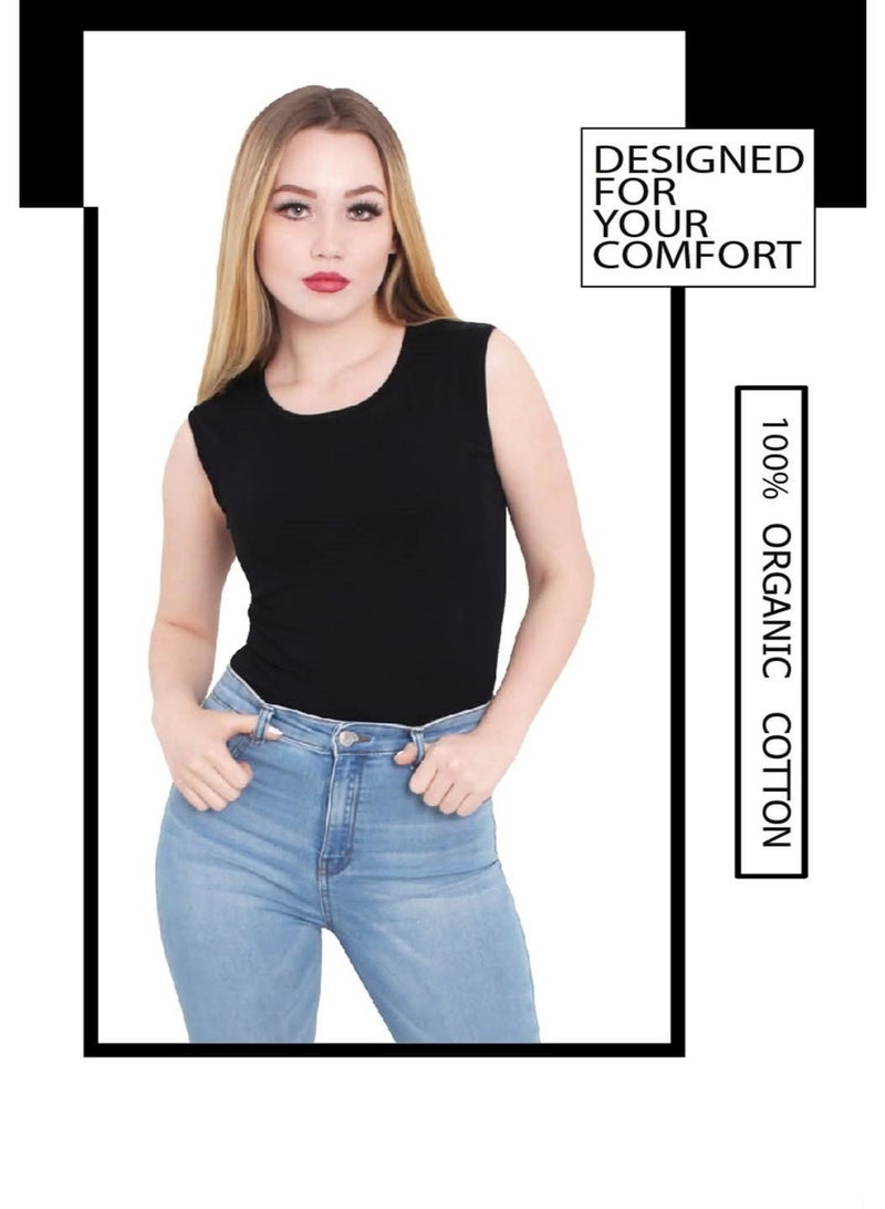 Comodo Women's Broad-shouldered Top, Black - Image 2