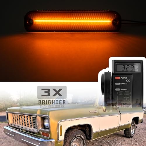 NSLUMO LED Side Marker Lights for 1973-1980 GMC Chevy C/K Series Pickup Trucks, K5 Blazer, Suburban - Amber Front Bumper Side Marker Repeater Lamp Kit LH RH With Smoked Lens - Sidemarkers 6270433 6270434 - Image 2