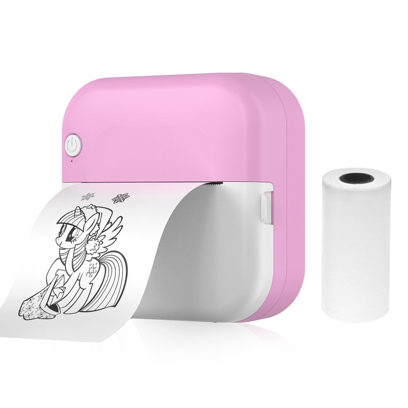 Mini Thermal Printer Multifunction Portable Sticker Maker Instant Photo Inkless Printing Support BT Connection for Smartphone with 1 Paper Roll 57mm Compatible with iOS Android System for Picture - Image 1