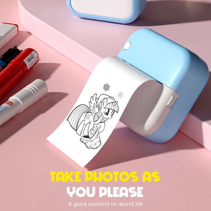 Mini Thermal Printer Multifunction Portable Sticker Maker Instant Photo Inkless Printing Support BT Connection for Smartphone with 1 Paper Roll 57mm Compatible with iOS Android System for Picture - Image 2