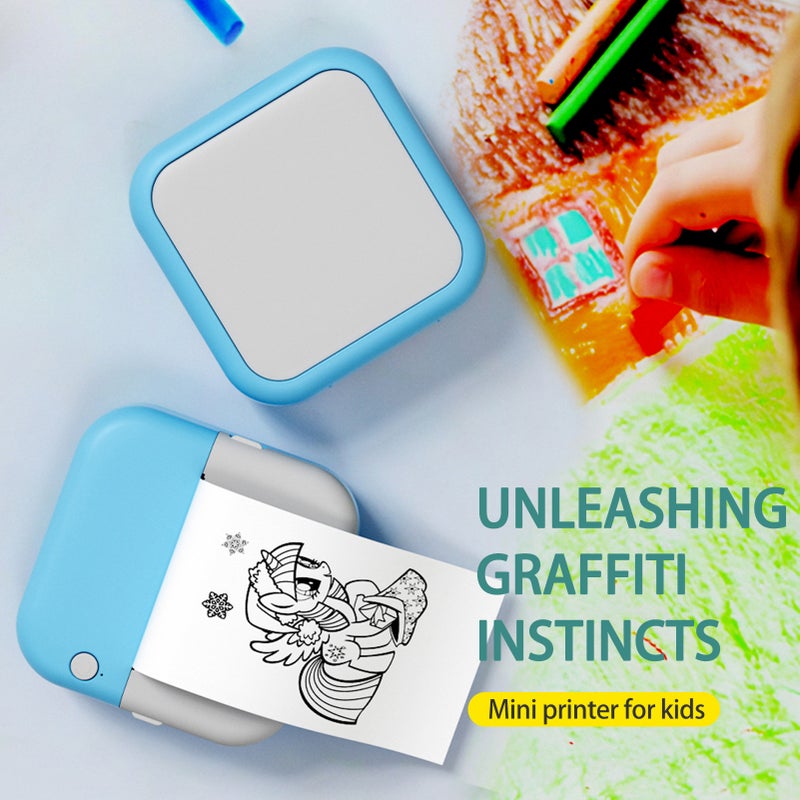 Mini Thermal Printer Multifunction Portable Sticker Maker Instant Photo Inkless Printing Support BT Connection for Smartphone with 1 Paper Roll 57mm Compatible with iOS Android System for Picture - Image 3