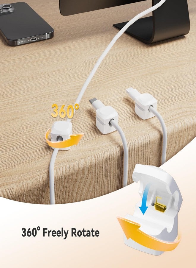 Daisyhome Rotatable Cord Organizer, Enhanced Spring Cable Clips, Strong Adhesive Cable Management, Desk Cord Holder for Nightstand, Office Accessories and Car (4 White + 4 Black) - Image 2