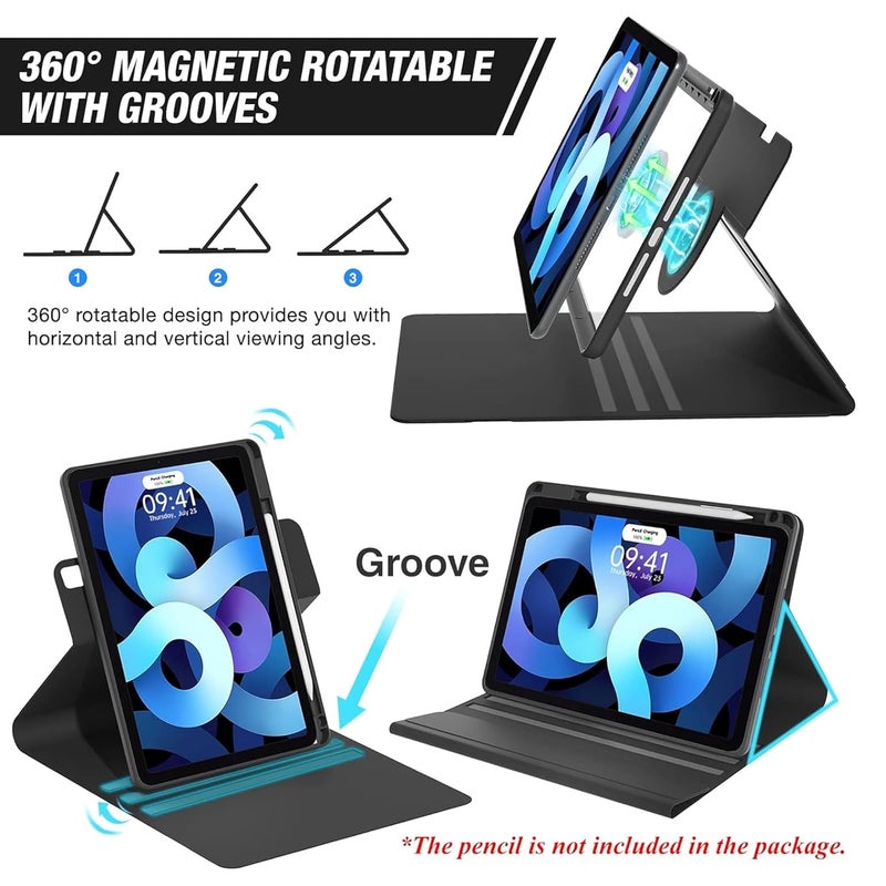 TECPHILE iPad Keyboard Case for iPad Air 11 M3 2025/ M2 2024/ 5th/4th Gen & iPad Pro 11 inch with 7-Colors Backlit, Large Touchpad, 360° Rotating Folio & Adjustable Angle, Transparent Cover, Pencil Holder - Image 4