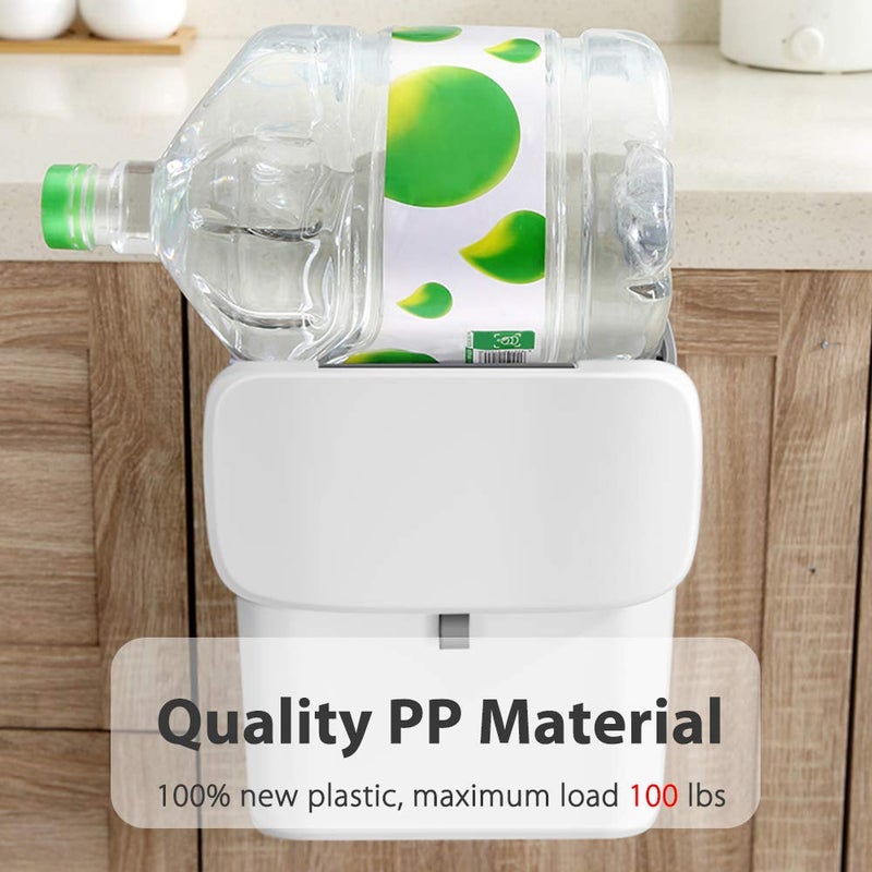 AYADA Hanging Trash Can with Lid, 2.37 Gallon Capacity, White, Polypropylene Material, Ideal for Kitchen Cabinet Doors - Image 5