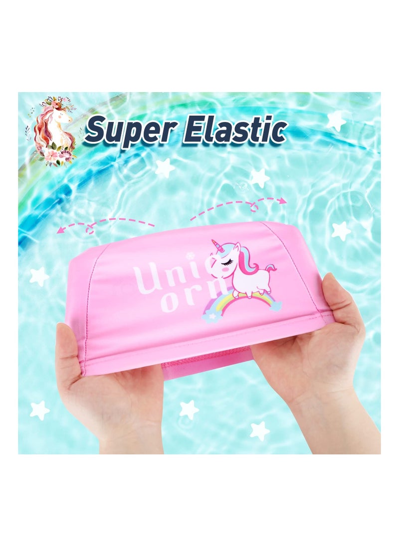 KASTWAVE 3 Pcs Kids Polyester Swim Caps, Fabric Swimming Hat Kids Long Hair Swimming Cap Flexible Nylon Swimming Hat Unisex Bathing Cap for Kids  - Image 3