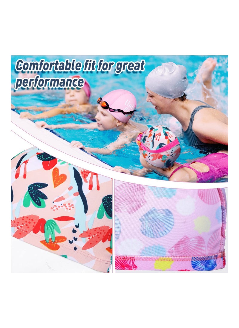 KASTWAVE 3 Pcs Kids Polyester Swim Caps, Fabric Swimming Hat Kids Long Hair Swimming Cap Flexible Nylon Swimming Hat Unisex Bathing Cap for Kids  - Image 5