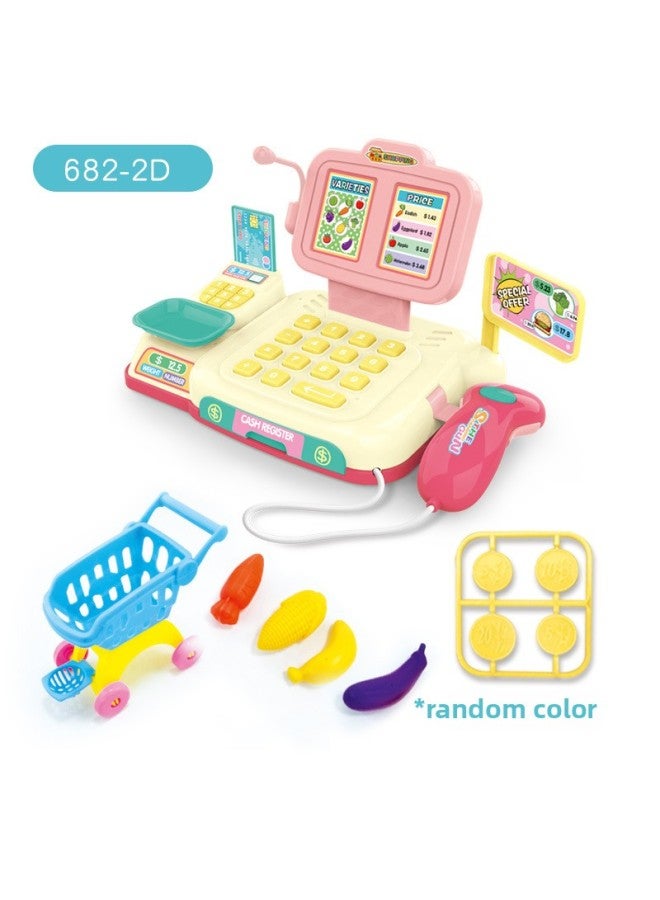 Realistic Cash Register Set 3-5 Years Old Children's Pretend Play Toy Gift Boys Girls Sound Light Cashier Station-Specifications:682-2D Pink (Dual Screen)-Default Generator Box - Image 1