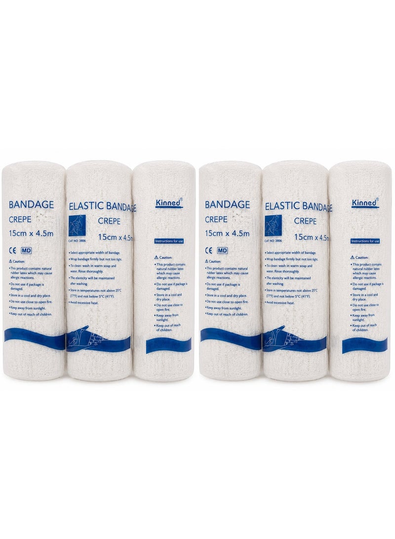 RK Elastic Crepe Bandage With Clips 15cm* 4.5m 6 pieces - Image 1