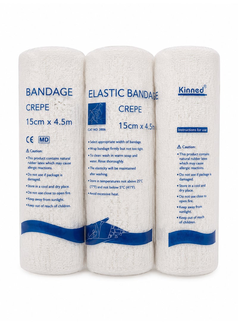 RK Elastic Crepe Bandage With Clips 15cm* 4.5m 6 pieces - Image 2