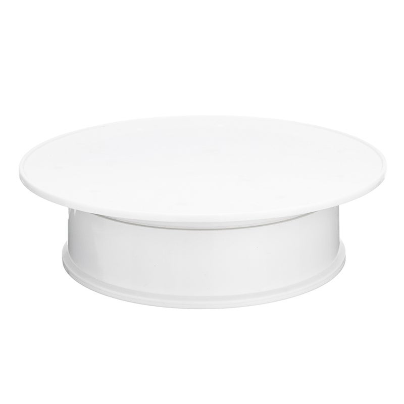 Round White Velvet Coping Electric Motorized 360° Rotating Display Stand Turntable - Image 1