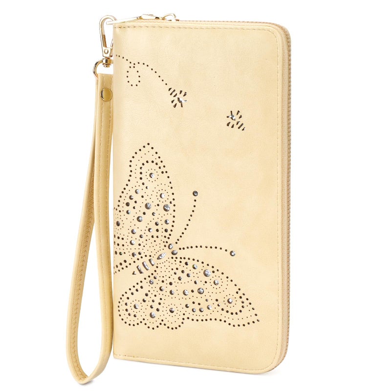 KITEVIUN RFID Wallet Women, Large Capacity Butterfly Cell Phone Clutch Purses Ladies Wristlet Wallets for Women - Image 1