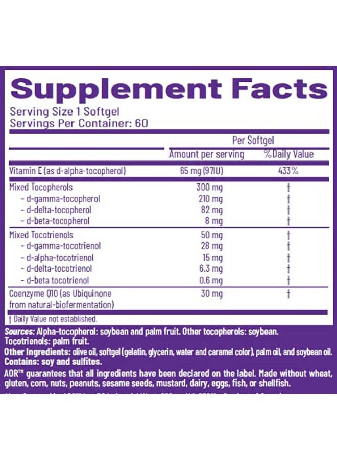 AOR Advanced Orthomolecular Research AOR, Total E, 60 Softgels - Image 4