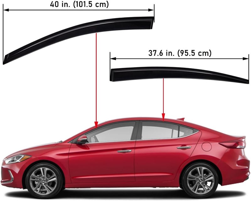 Lightronic WV94408 Tape-on Side Window Visor Deflector Rain Guard Set for 2017-2020 Hyundai Elantra - Image 2