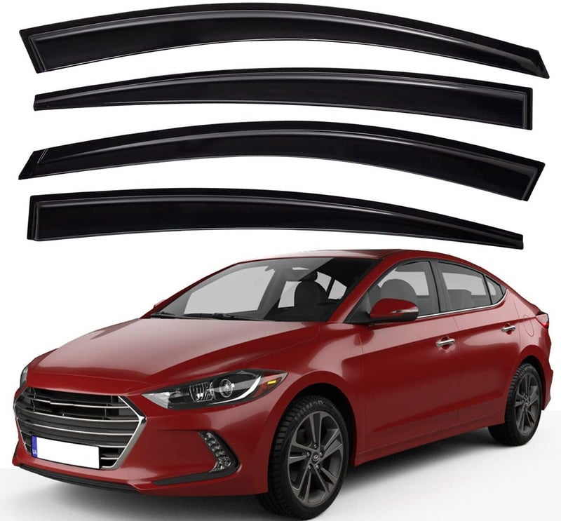 Lightronic WV94408 Tape-on Side Window Visor Deflector Rain Guard Set for 2017-2020 Hyundai Elantra - Image 1