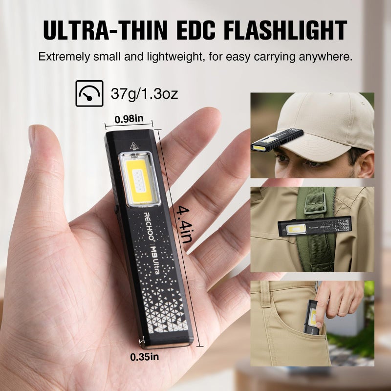 RECHOO Rechargeable Flashlights High Lumens 2Pack, Magnetic EDC Flashlight with Clip, 8 Modes Powerful Pocket LED Flashlight, Waterproof Portable Flat Flashlights for Home Camping Emergency - Image 2