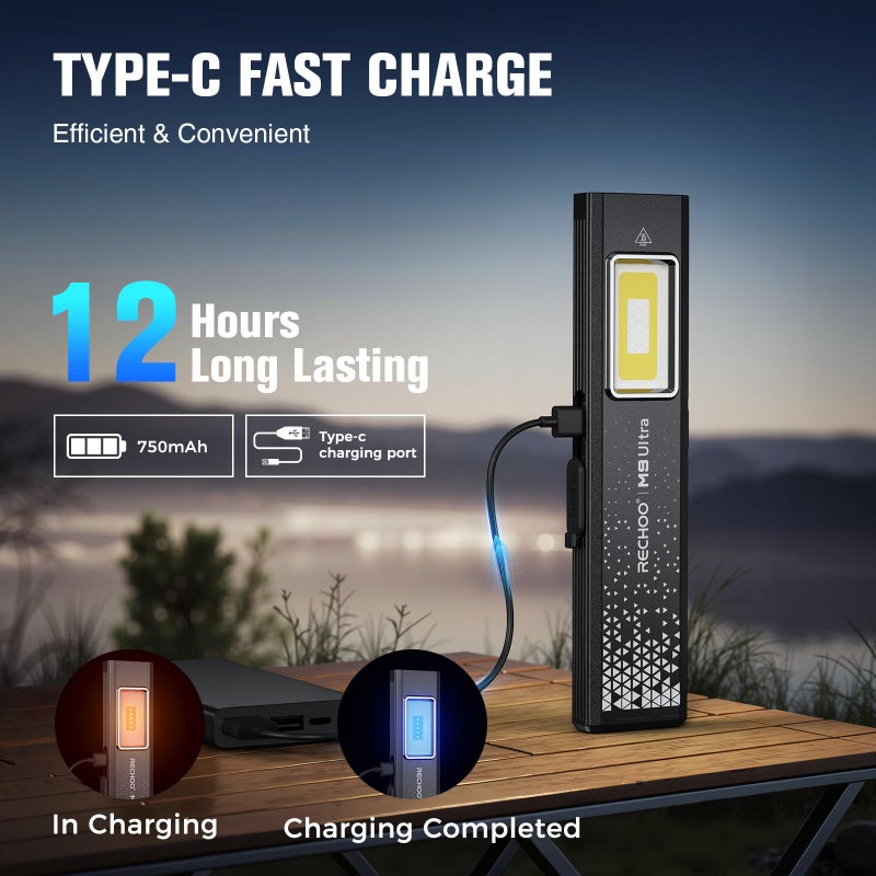RECHOO Rechargeable Flashlights High Lumens 2Pack, Magnetic EDC Flashlight with Clip, 8 Modes Powerful Pocket LED Flashlight, Waterproof Portable Flat Flashlights for Home Camping Emergency - Image 4