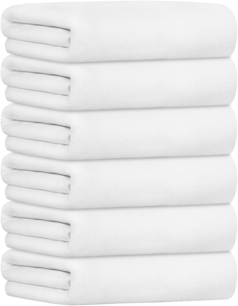 JML Bath Towel, Large Microfiber Bath Towels Set 6 Pack (30" x 60") - Soft, Extra Absorbent, Quick Dry as Hair Wrap, Fitness, Sport, Yoga, White - Image 2