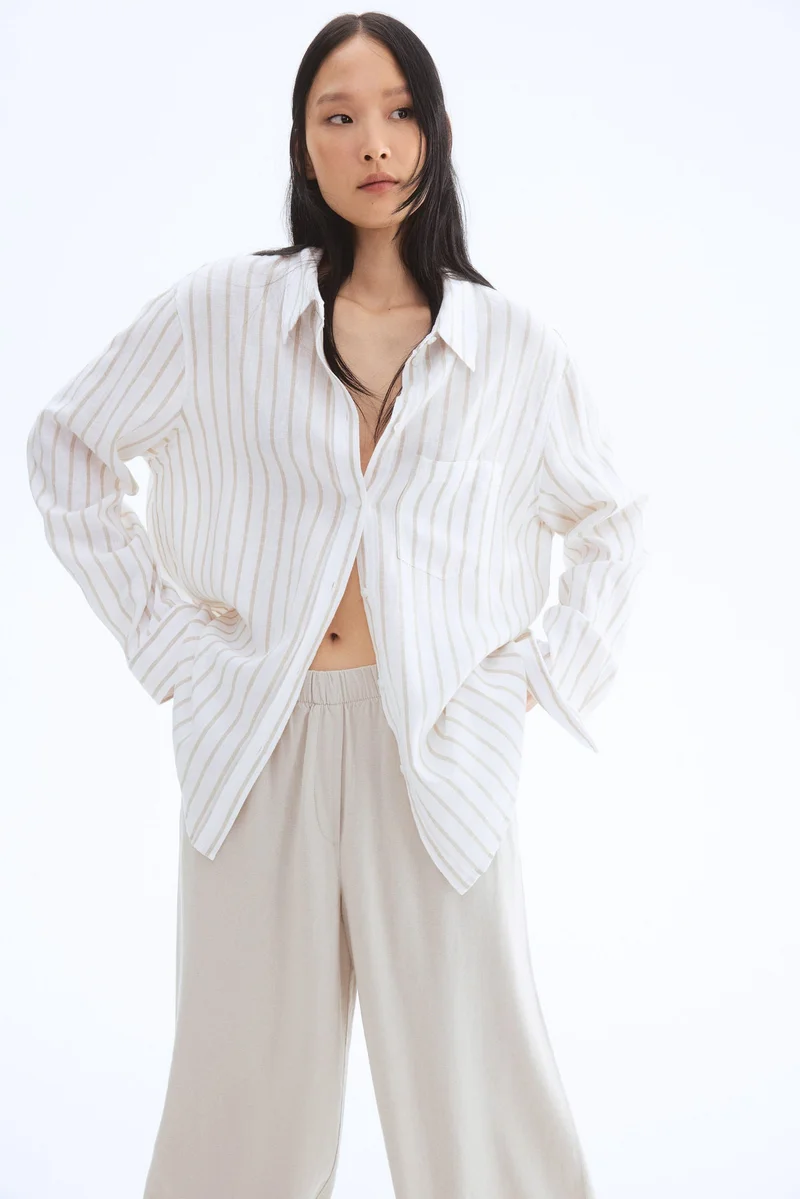 H&M Wide linen-blend trousers