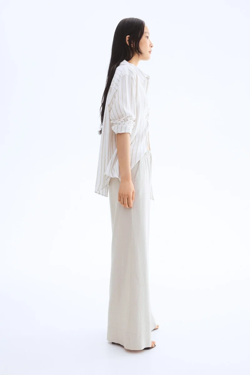 H&M Wide linen-blend trousers