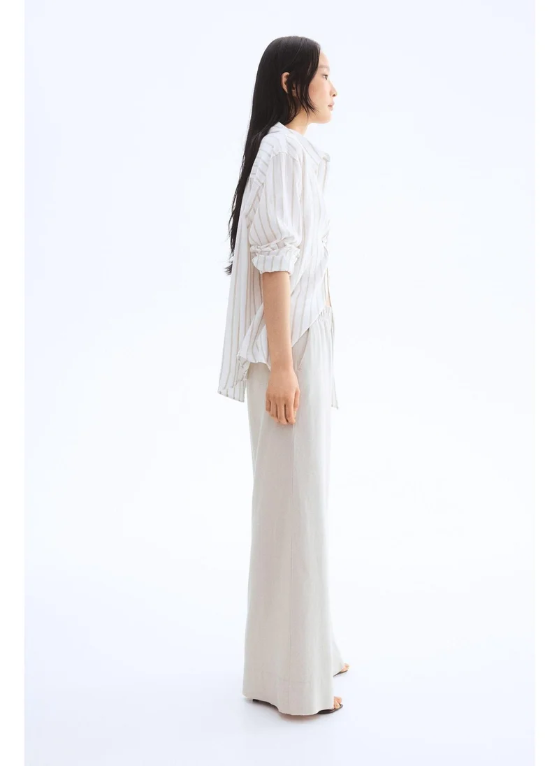 اتش اند ام Wide linen-blend trousers