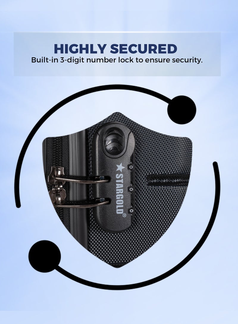 ستارجولد 4 عبوات من عربة أمتعة مقفلة ذات رقم دوار للجانب الصلب - Image 5