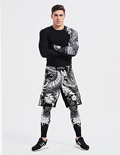 LAFROI Mens MMA Cross Training Boxing Shorts Trunks Fight Wear with Drawstring and PocketQJK01BlackLG - Image 3