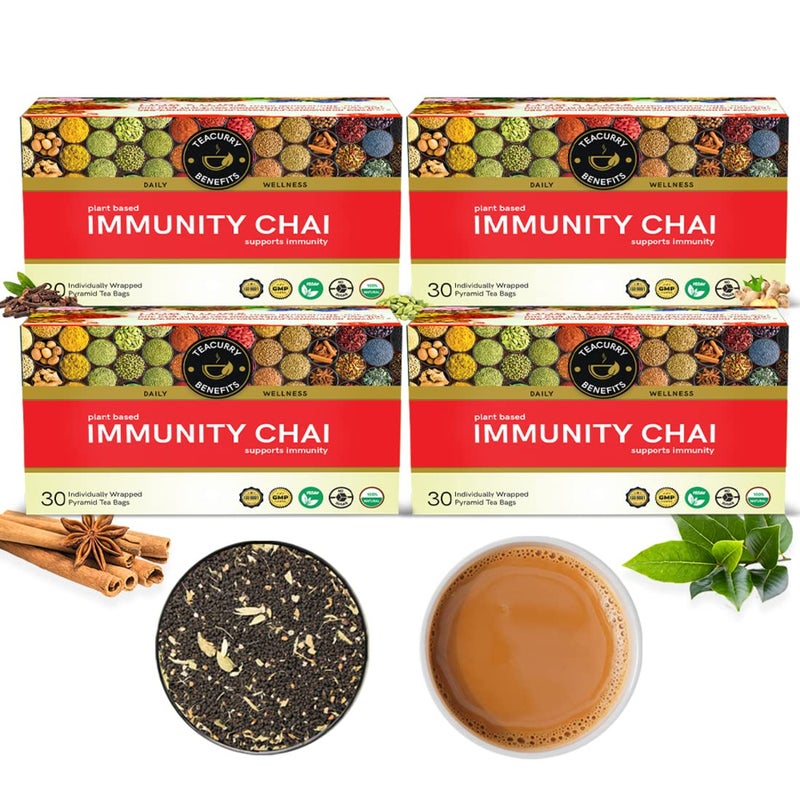 TEACURRY Immunity Booster Tea (120 Tea Bags, 4 Months Pack) - Helps with Immunity - Contains Raw Cardamom, Cloves, Ginger and Cinnamon, Black Tea - Image 1