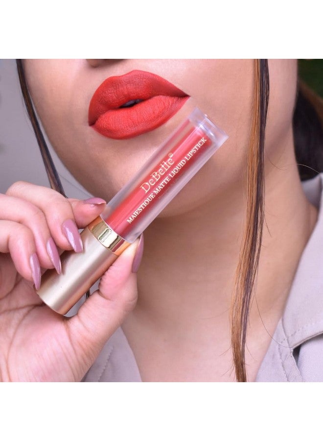 DeBelle Cherry Red Long Wear Matte Liquid Lipstick Scarlet Sophia (Scarlet Red) | Enriched with Hyaluronic Acid and Shea Butter| Smudge Proof | 3.5ml | Buy 2, Pay for 1 - Limited Time Steal! - Image 3
