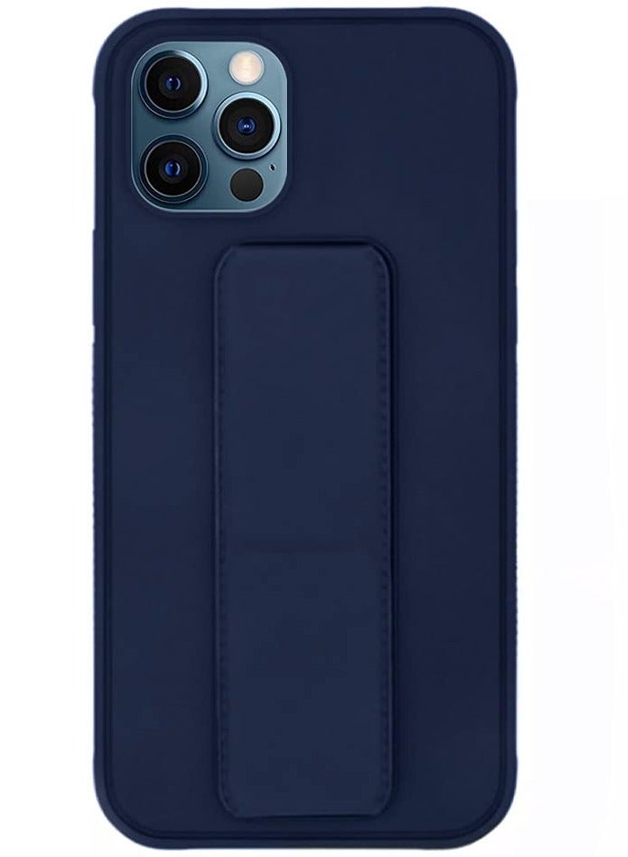 Protective Case With Back Strap Kickstand For iPhone 13 Pro Max, Dark Blue , Multi-Function Magnetic Car Finger Grip 3 in 1 Shock-Resistant Back cover  - Image 1