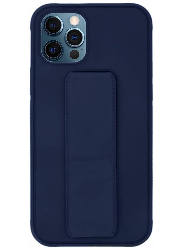 Protective Case With Back Strap Kickstand For iPhone 13 Pro Max, Dark Blue , Multi-Function Magnetic Car Finger Grip 3 in 1 Shock-Resistant Back cover  - Image 3