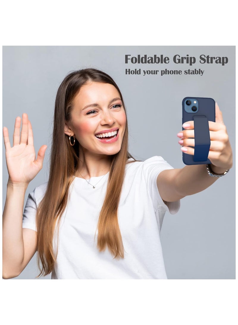 Protective Case With Back Strap Kickstand For iPhone 13 Pro Max, Dark Blue , Multi-Function Magnetic Car Finger Grip 3 in 1 Shock-Resistant Back cover  - Image 4