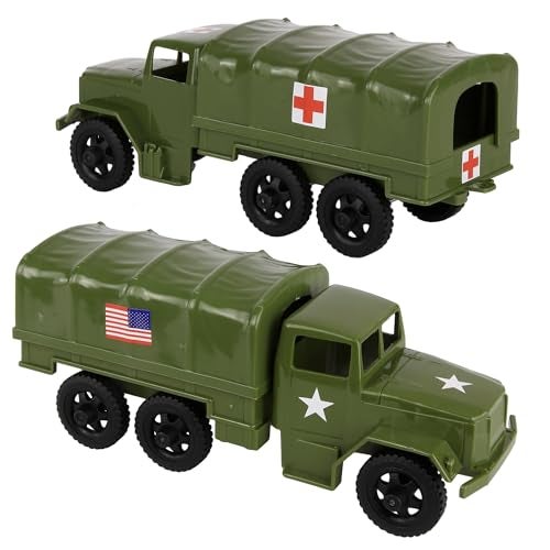 Tim Mee Toy TimMee Plastic Army Men Trucks - OD Green M34 Deuce and a Half Cargo Vehicles US Made - Image 1