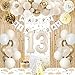 KISPATTI 13th Birthday Decorations for Girls Gold Official Teenager Decorations White and Gold Balloons Happy Birthday Banner Tablecloth Fringe Curtain Cake Topper Paper Pom Poms Boys Girls 13 Year Old Bday - Image 2