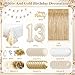 KISPATTI 13th Birthday Decorations for Girls Gold Official Teenager Decorations White and Gold Balloons Happy Birthday Banner Tablecloth Fringe Curtain Cake Topper Paper Pom Poms Boys Girls 13 Year Old Bday - Image 4