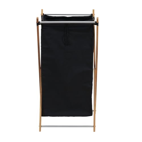 Household Essentials X-Frame Bamboo Hamper, Washable Black Liner and Bamboo Frame, and Renewable, Folds for Storage, Simple and Chic, Natural - Image 5