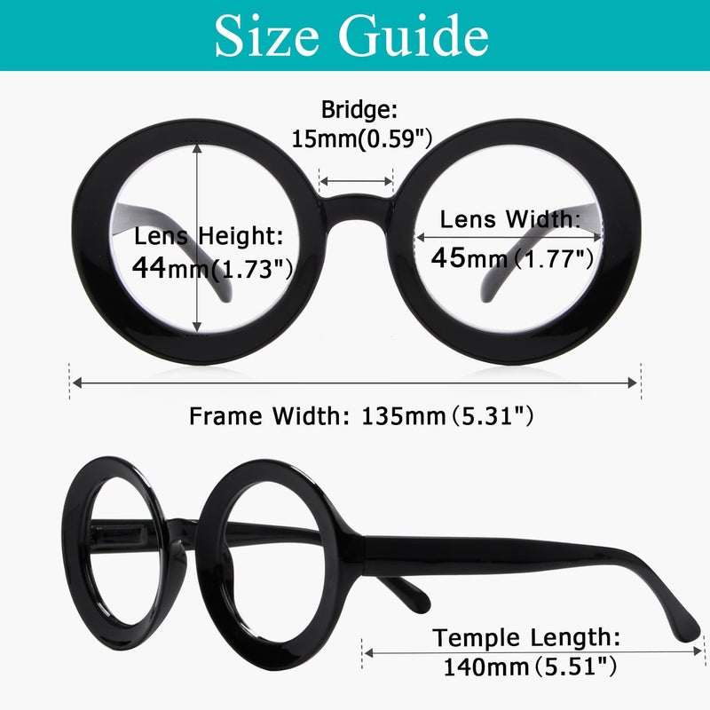 LUR Oversized Round Reading Glasses for Women - 4 Pack Ladies Readers Large Frame +2.00 - Image 4