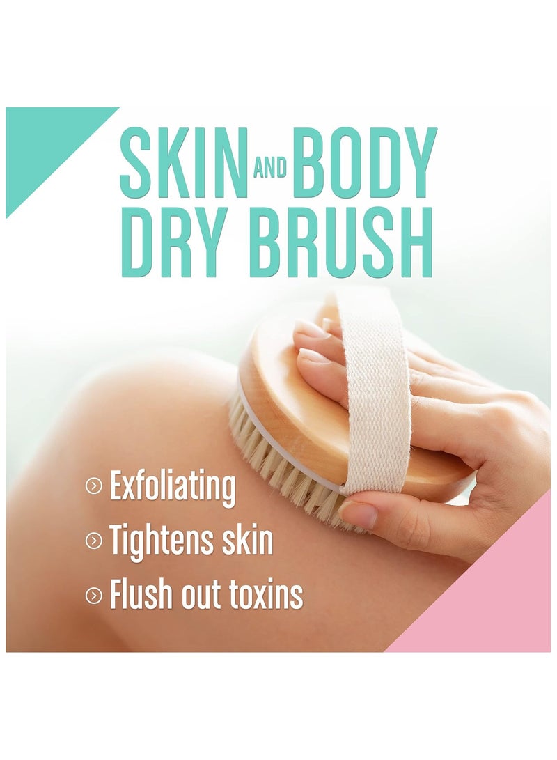 Dry Brushing Body Brush (Reduce Cellulite) Dry Brush for Cellulite and Lymphatic Drainage, Exfoliating Brush with Soft Massage Nodules, Shower Brush Body Scrubber 100% Natural Bristle Brush - Image 2