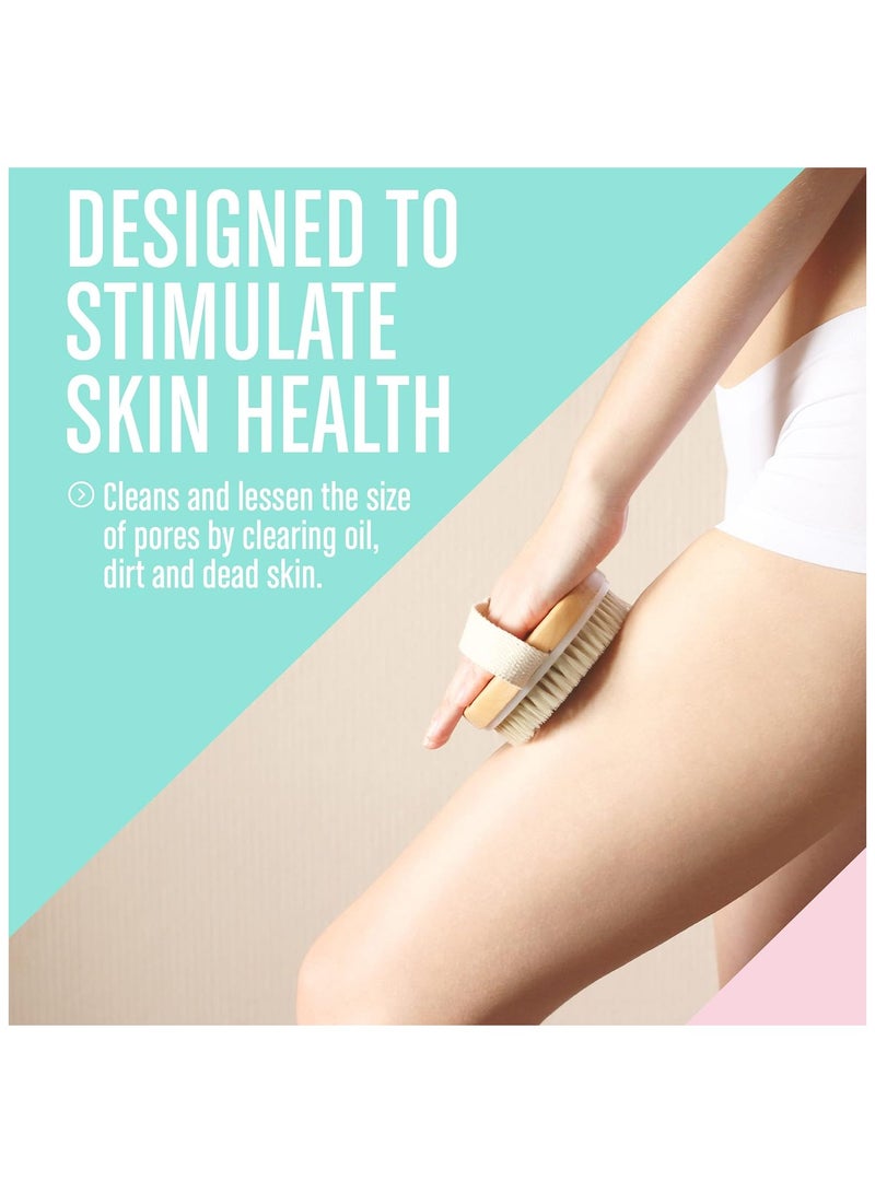 Dry Brushing Body Brush (Reduce Cellulite) Dry Brush for Cellulite and Lymphatic Drainage, Exfoliating Brush with Soft Massage Nodules, Shower Brush Body Scrubber 100% Natural Bristle Brush - Image 3