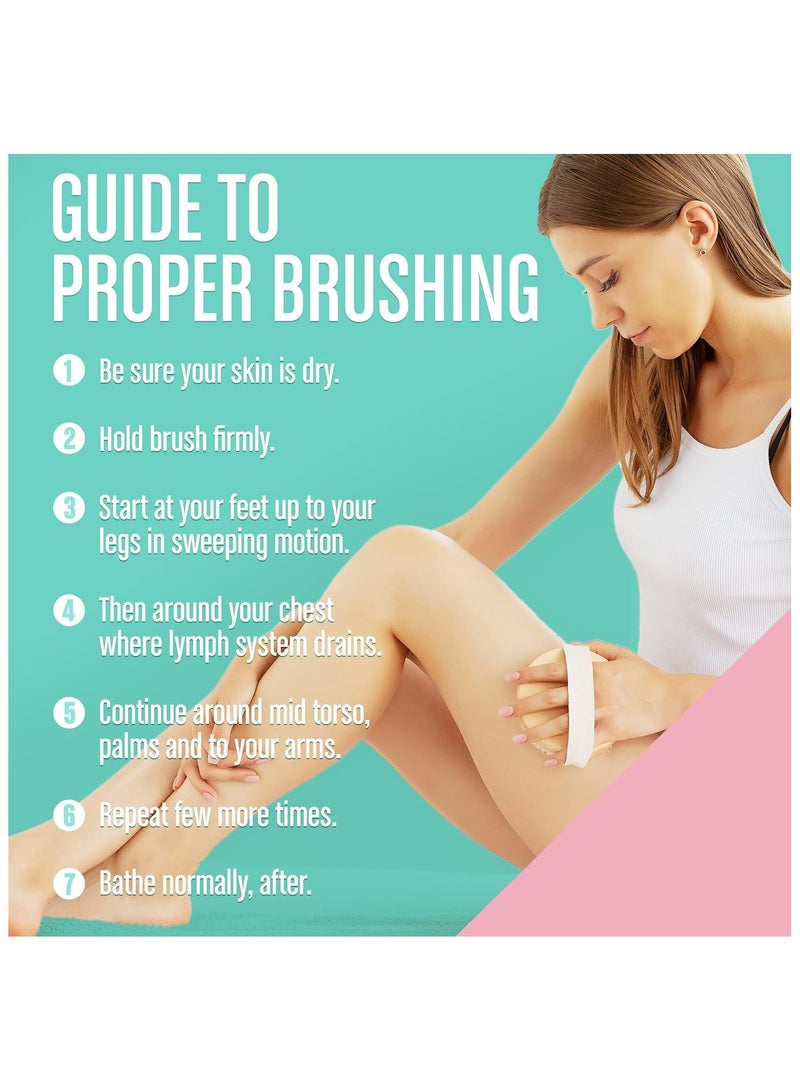 Dry Brushing Body Brush (Reduce Cellulite) Dry Brush for Cellulite and Lymphatic Drainage, Exfoliating Brush with Soft Massage Nodules, Shower Brush Body Scrubber 100% Natural Bristle Brush - Image 5