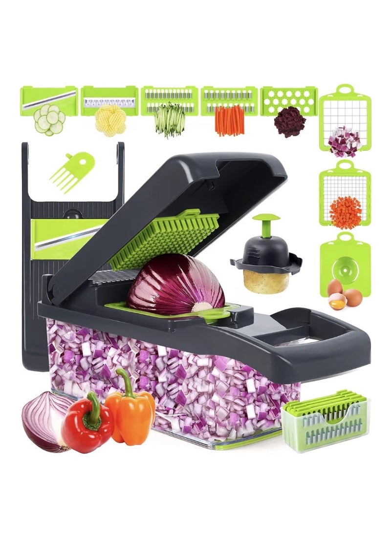 RAIQEE Vegetable Chopper, Onion Chopper, Mandolin Slicer,Pro 10 in 1professional food Choppermultifunctional Vegetable Chopper and Slicer, Dicing Machine, AdjustableVegetable Cutter With Container - Image 1