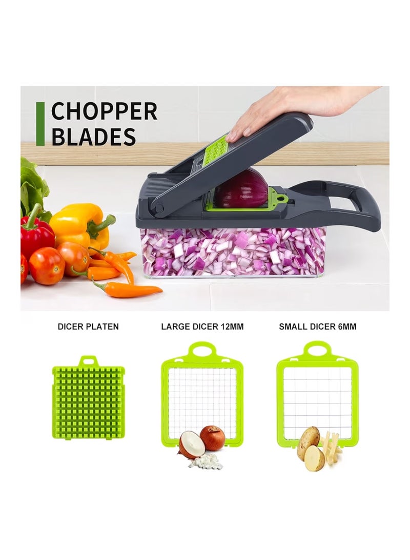 RAIQEE Vegetable Chopper, Onion Chopper, Mandolin Slicer,Pro 10 in 1professional food Choppermultifunctional Vegetable Chopper and Slicer, Dicing Machine, AdjustableVegetable Cutter With Container - Image 3