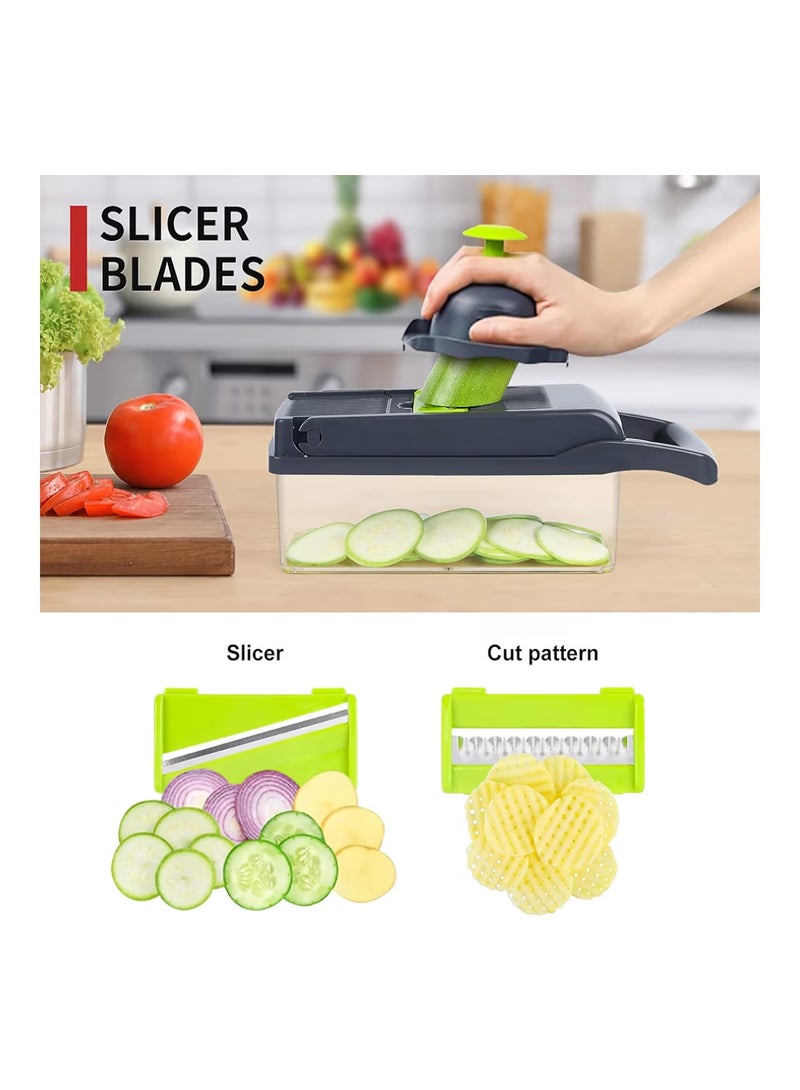 RAIQEE Vegetable Chopper, Onion Chopper, Mandolin Slicer,Pro 10 in 1professional food Choppermultifunctional Vegetable Chopper and Slicer, Dicing Machine, AdjustableVegetable Cutter With Container - Image 5