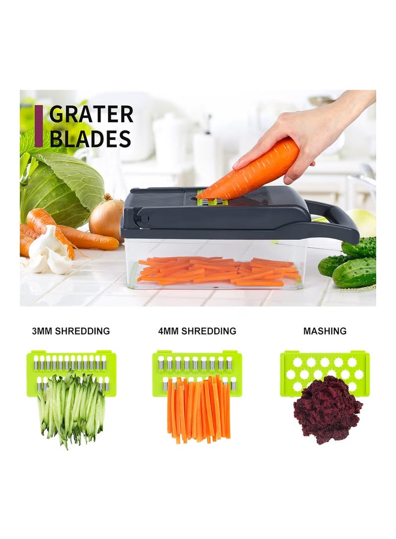 RAIQEE Vegetable Chopper, Onion Chopper, Mandolin Slicer,Pro 10 in 1professional food Choppermultifunctional Vegetable Chopper and Slicer, Dicing Machine, AdjustableVegetable Cutter With Container - Image 4