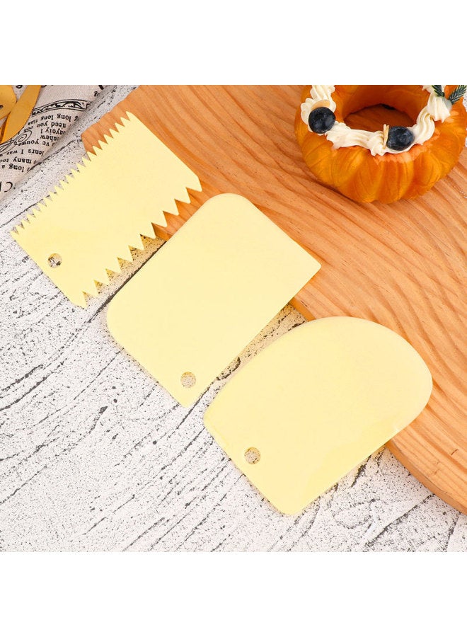 Trapezoidal Cake Cream Scraper Triangle PP Teeth Scraper Spatula Cut Three Piece Scraper Baking Plastic Scraper-Color:Trapezoidal Scraper  Bulk