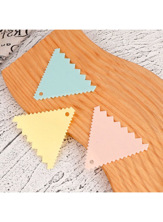 Trapezoidal Cake Cream Scraper Triangle PP Teeth Scraper Spatula Cut Three Piece Scraper Baking Plastic Scraper-Color:Trapezoidal Scraper  Bulk