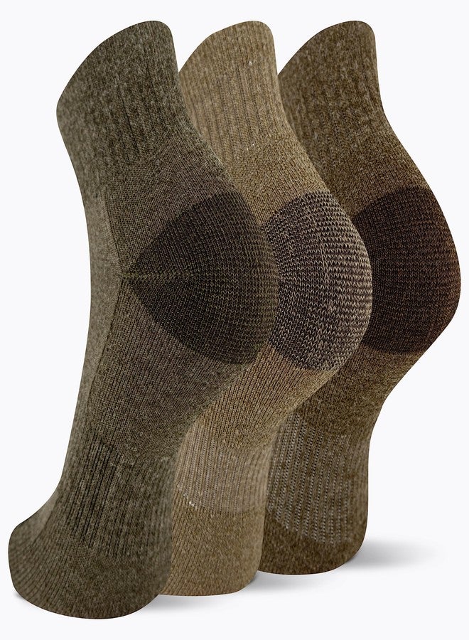 MERRELL Men's Merrell Wool Blend Cushioned Hiker Quarter Socks 3 Pair, Olive, Oatmeal, Brown, L/XL (Men's Shoe Size: 12-15) (MEA33505Q3B2001) - Image 2