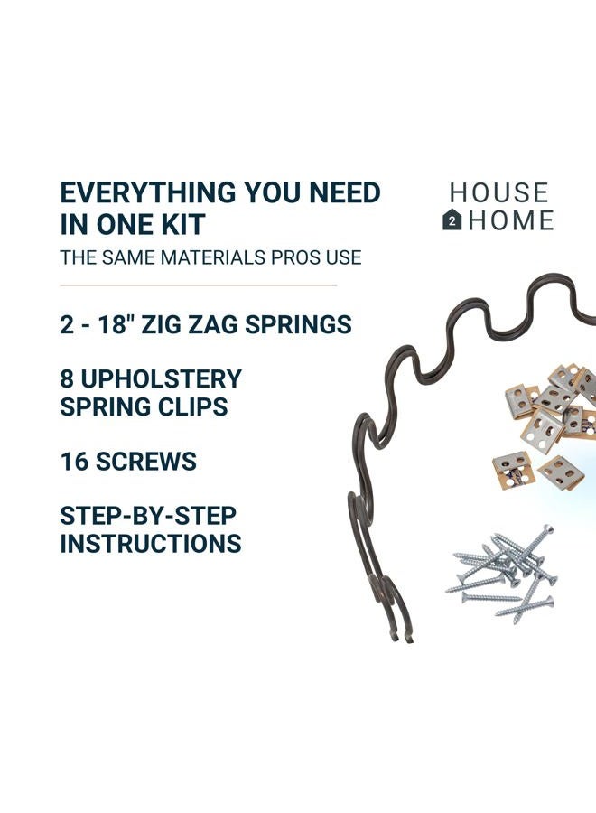 House2Home استبدال ربيع تنجيد أريكة 18 بوصة، مجموعة إصلاح 2pk للأثاث، الكرسي، الأريكة والمقعد القابل للإمالة، تشمل المشابك والتعليمات - Image 2